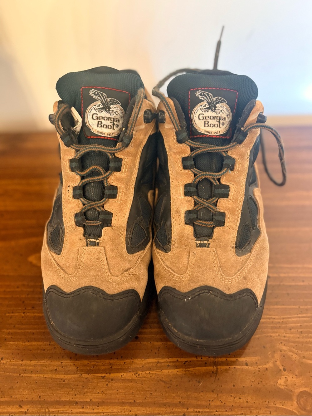 Georgia Boot Tan and Black Suede Work Boots